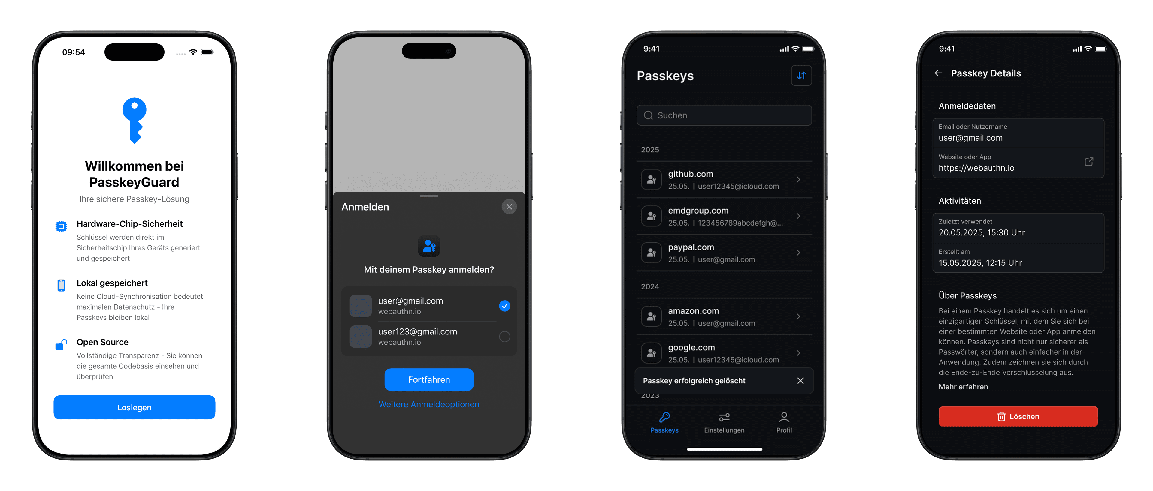 PasskeyGuard – passwortlose Authentifizierung in der Anwendung