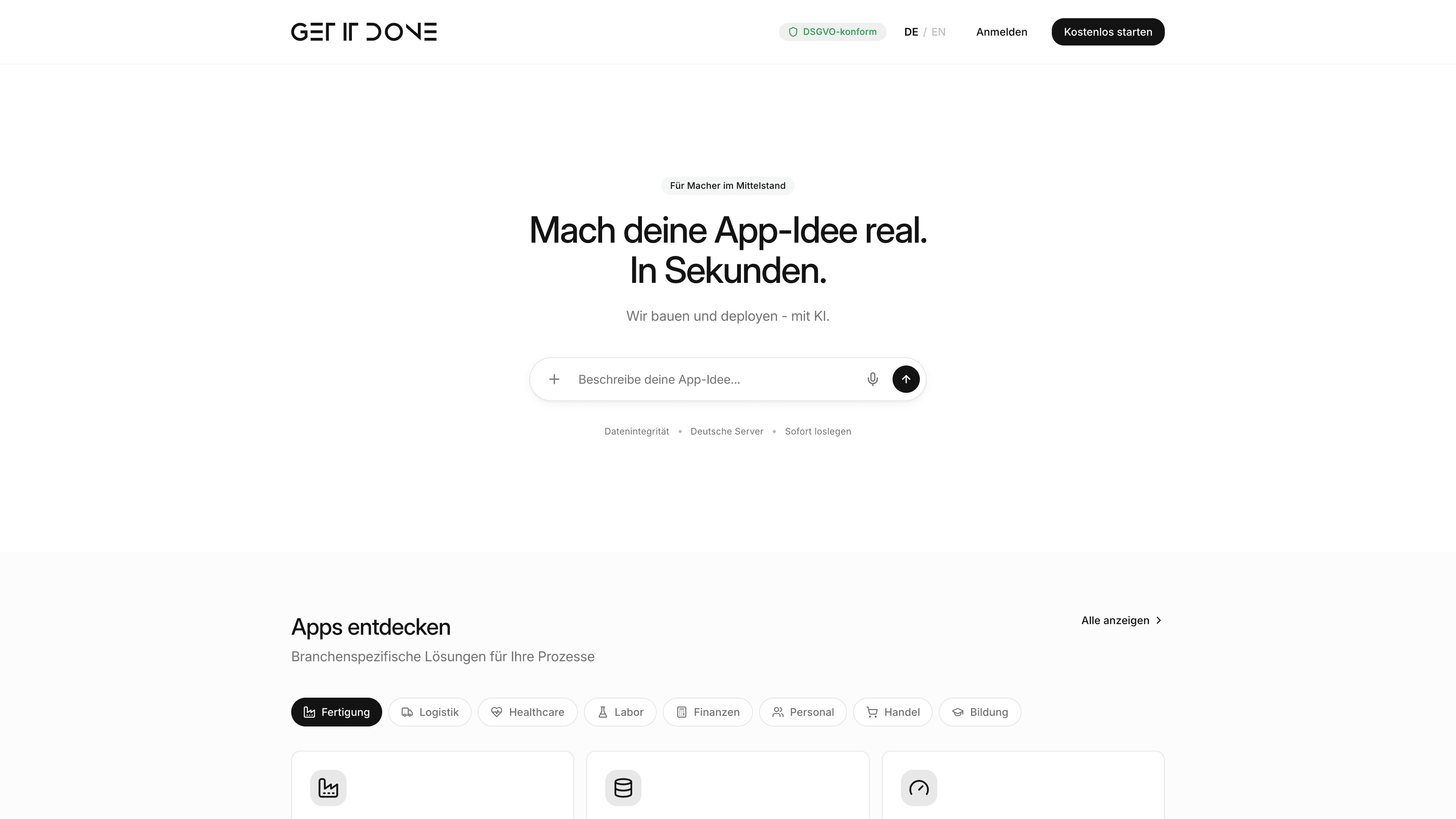 Cloud-Plattform: Ihre App-Idee in Sekunden. Per Chat.